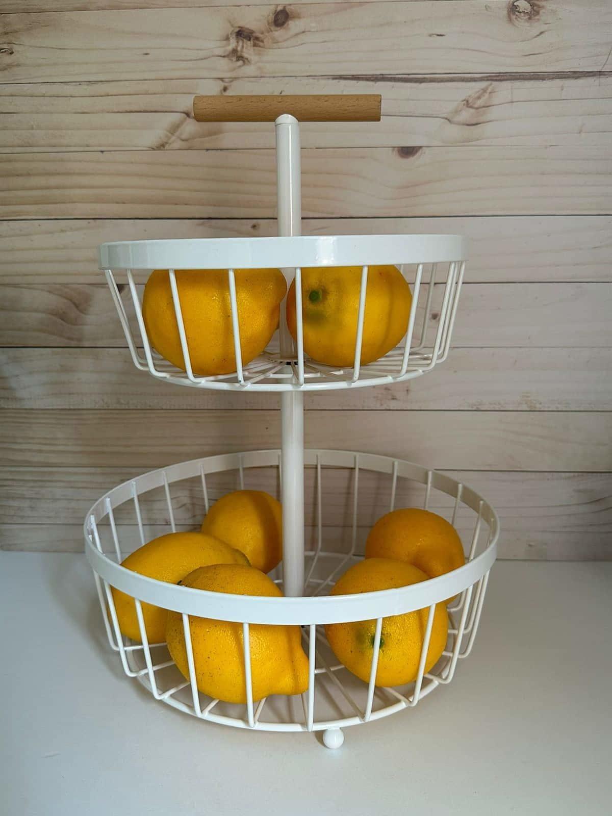 FRUTERA CANASTA 2 PISOS METAL L/WHITE