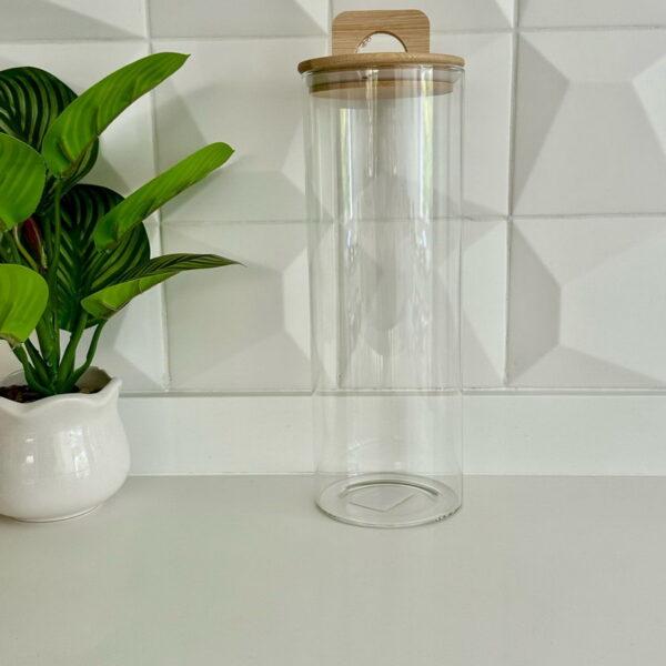 FRASCO VIDRIO TAPA BAMBU 1800ML