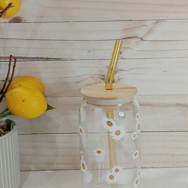 VASO VIDRIO T/ BAMBO Y SORBETE 500 ML