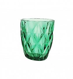 VASO VIDRIO C/ ROMBOS 280ML VERDE