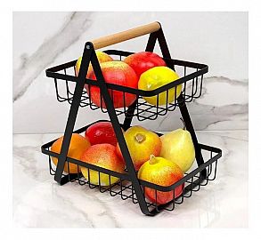 CANASTA FRUTERA 2 PISOS NEGRA