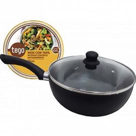 WOK TEGO 30X9 CM CERAMICO T/VIDRIO NEGRO