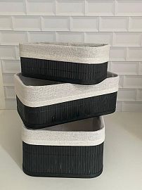 ORGANIZADOR BAMBU Y TELA NEGRO (MEDIANO)